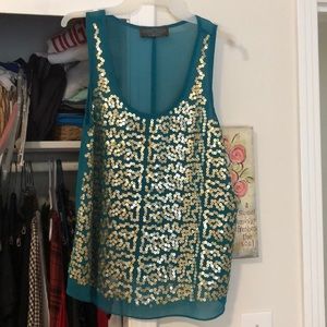 Green sequin tank